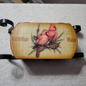 Crazy Mountain Warm Winter Wishes Sleigh Trinket Box Cardinals angela anderson